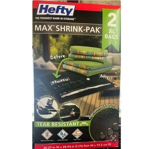 HEFTY Max Shrink-Pak Vacuum Storage Bags - Set of 2 XL Bags. NWOT